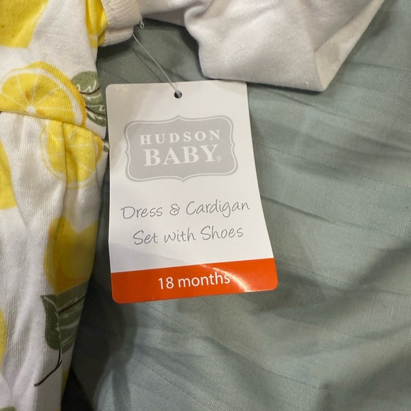 Hudson Baby Dress, Cardigan and Shoes, 3-Piece Set, Lemons - Picture 5 of 6